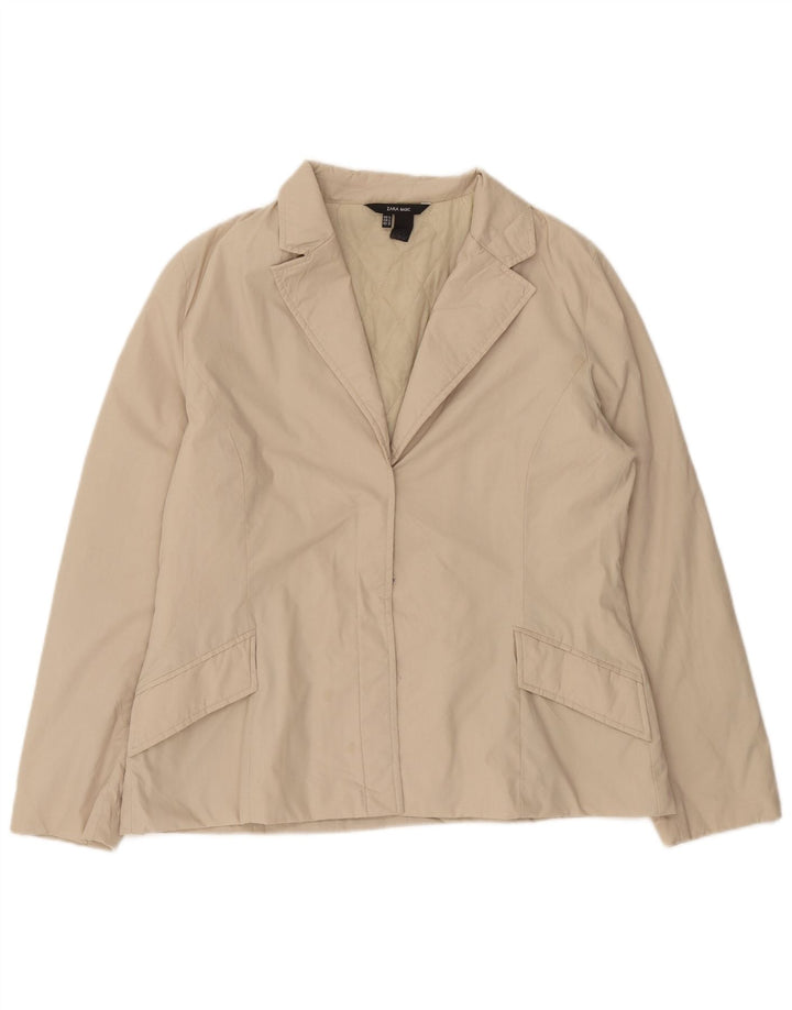 Jaqueta Blazer Zara Mulher UK 18 XL Bege Poliéster