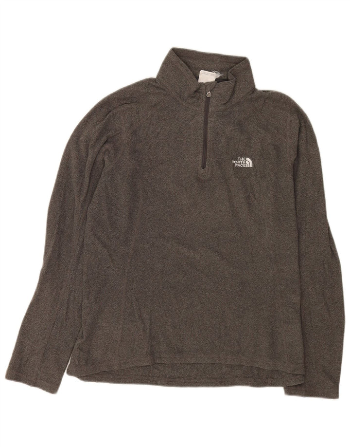 Suéter de lã feminino The North Face com zíper e gola UK 14 poliéster cinza médio