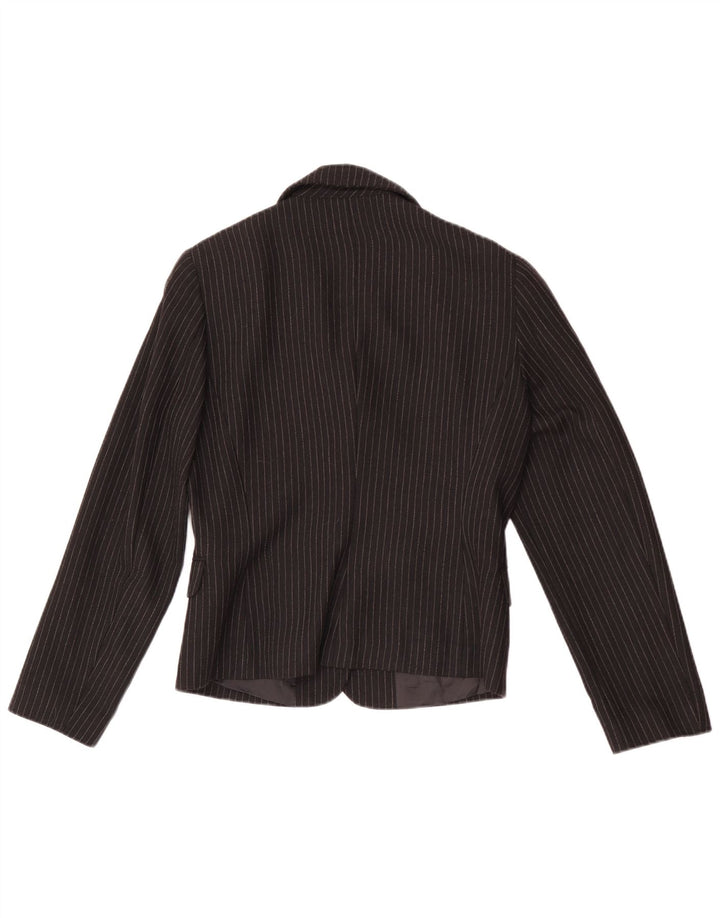 Max&Co. Jaqueta blazer feminina com 3 botões Reino Unido 12 risca de giz preta média