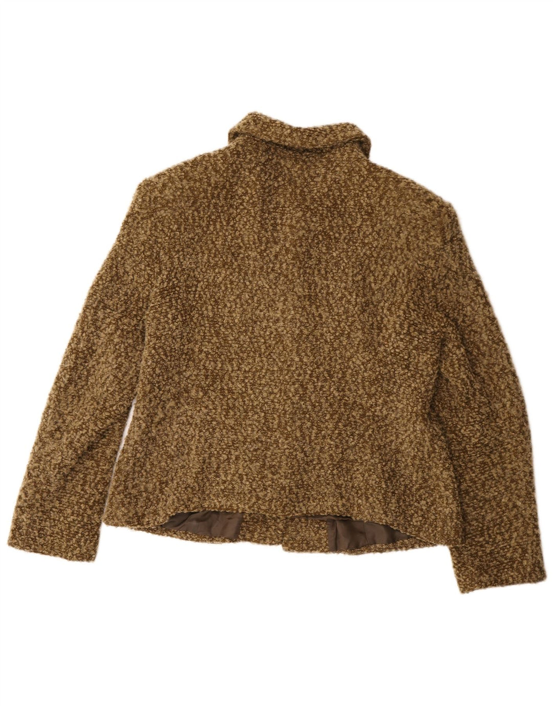 Jaqueta Blazer Feminina Vintage com 4 Botões Reino Unido 14 Acrílico Salpicado Cáqui Médio