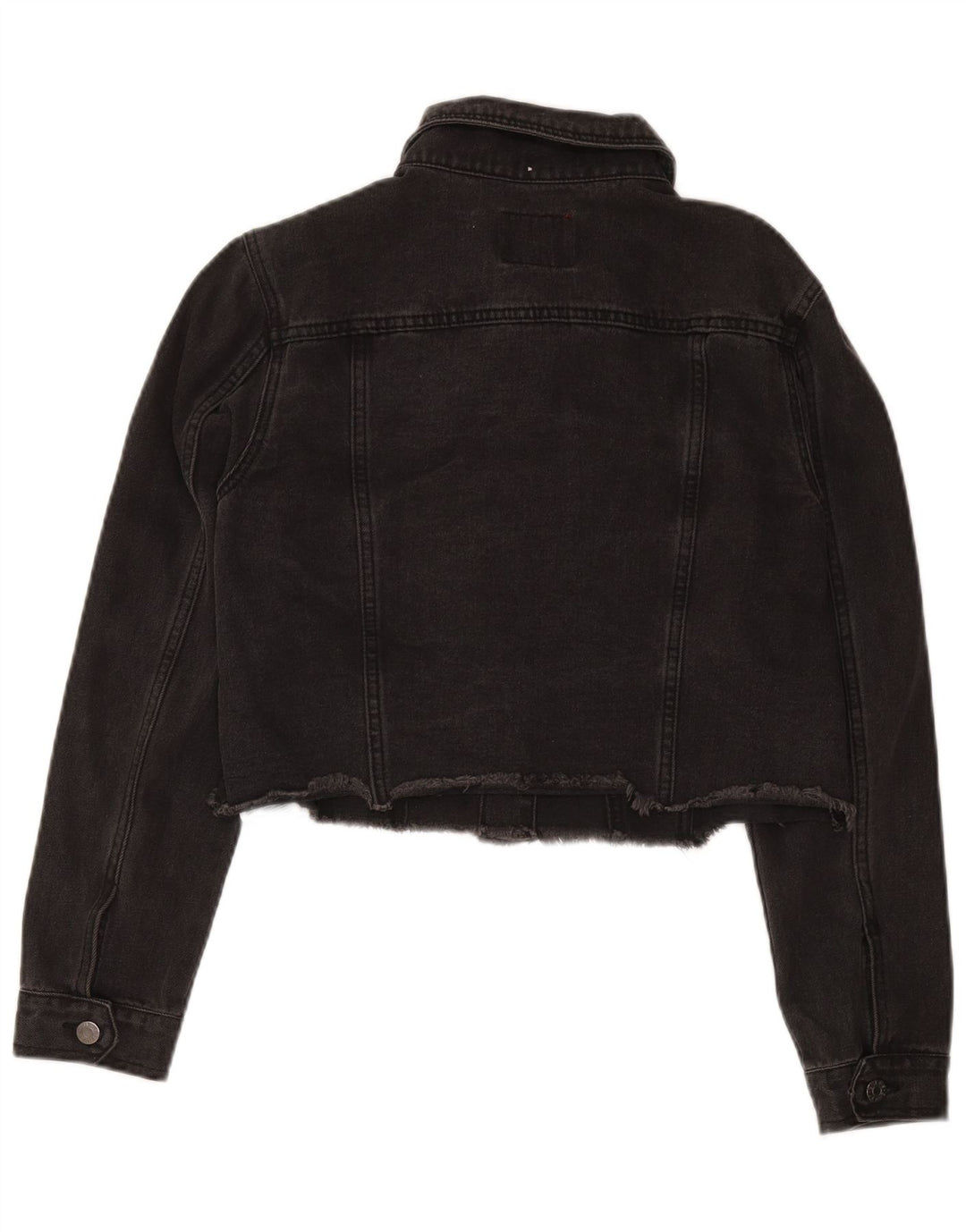 Jaqueta jeans feminina Guess com corte desgastado Reino Unido 12 algodão preto médio
