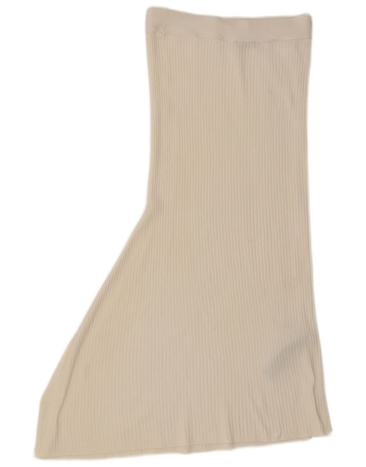 Zara Saia feminina tricotada assimétrica pequena W26 poliéster branco