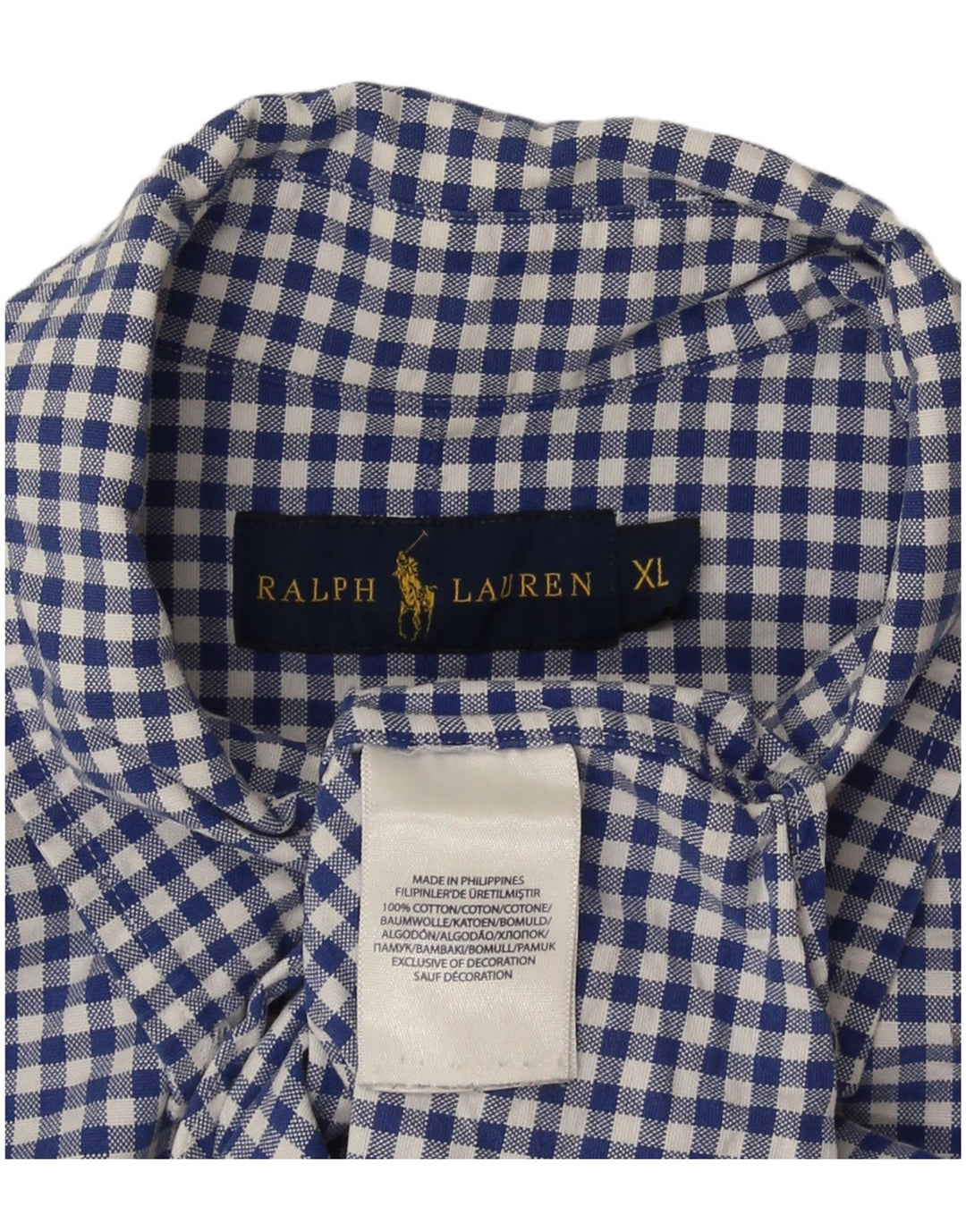 Camisa masculina Ralph Lauren XL azul algodão guingão