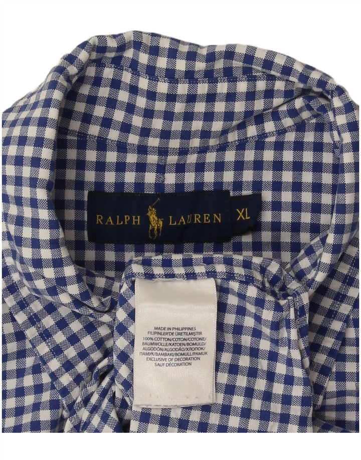 Camisa masculina Ralph Lauren XL azul algodão guingão