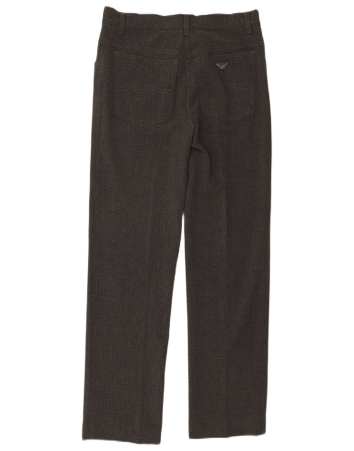 Calça feminina reta casual Armani W30 L28 poliéster cinza