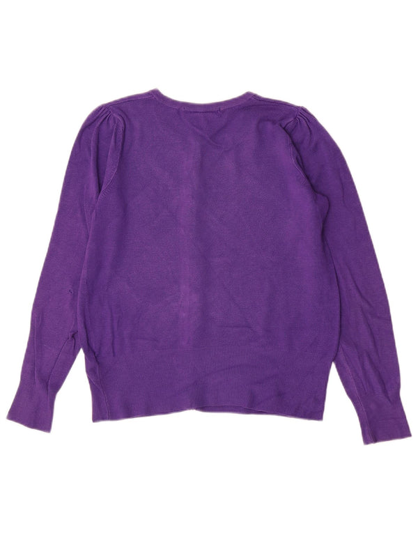 Suéter cardigã feminino Marks & Spencer UK 10 viscose roxa pequena