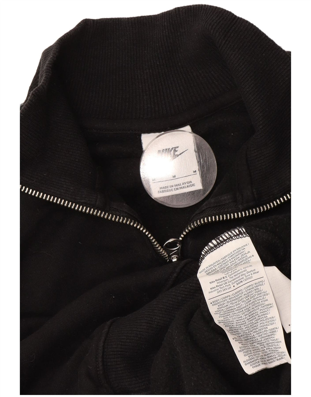 Moletom feminino NIKE com zíper e gola alta UK 14 médio preto algodão