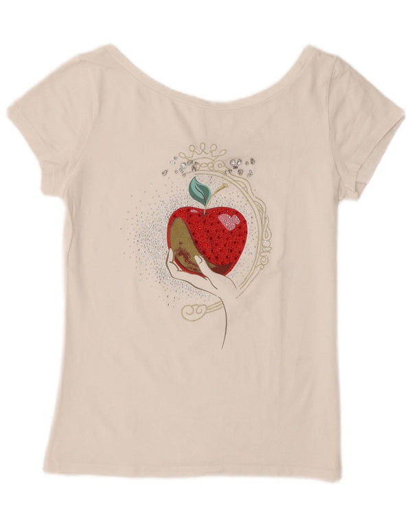 Liu Jo Camiseta feminina com estampa Disney Crop Top Reino Unido 8 pequeno bloco colorido branco