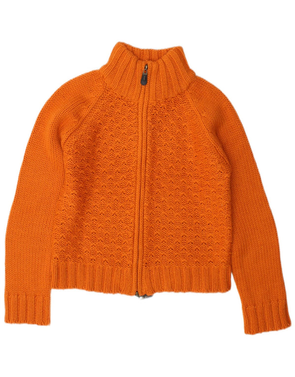 Zara Womens Crop Cardigan Sweater UK 12 Médio Laranja Acrílico