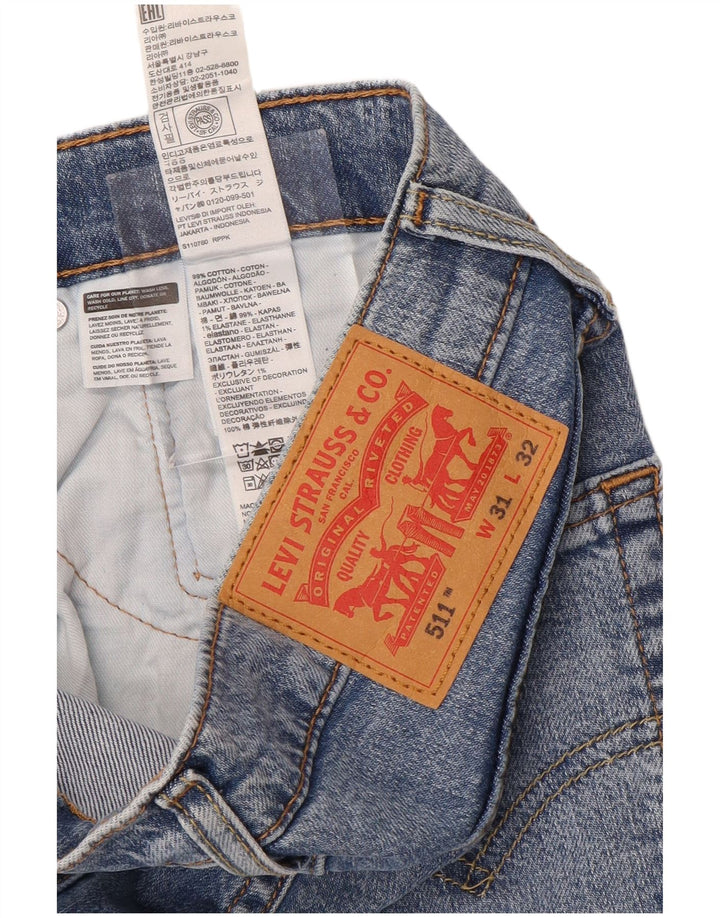 LEVI'S Masculino 511 Slim Jeans W31 L32 Azul Algodão