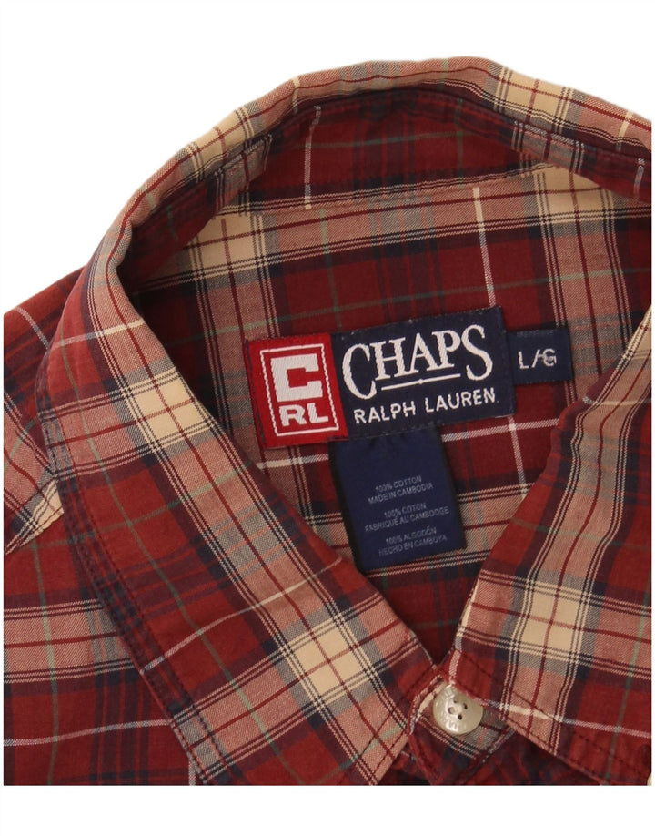 Camisa masculina Grant Fit CHAPS grande algodão xadrez Borgonha