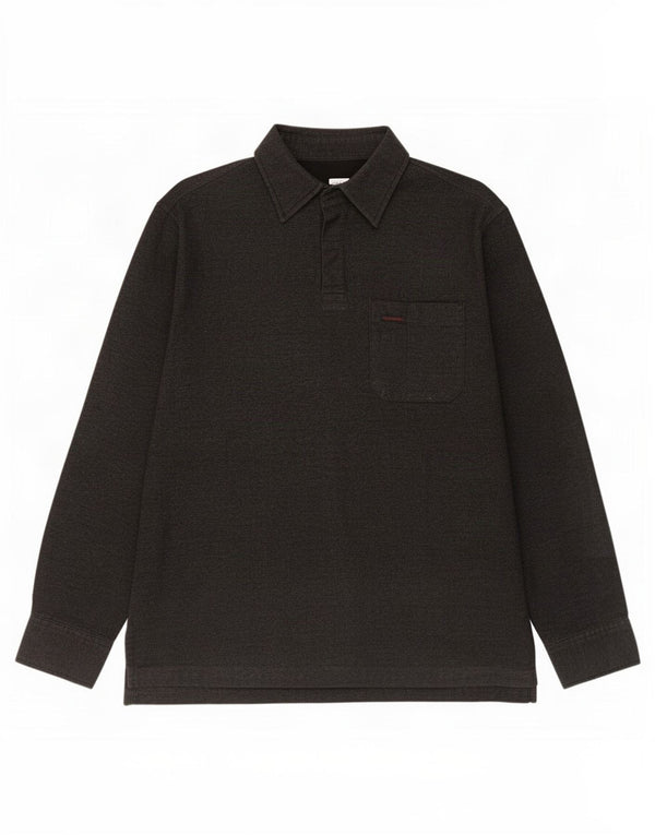 Camisa polo masculina de rugby de manga comprida Calvin Klein Jeans algodão cinza médio