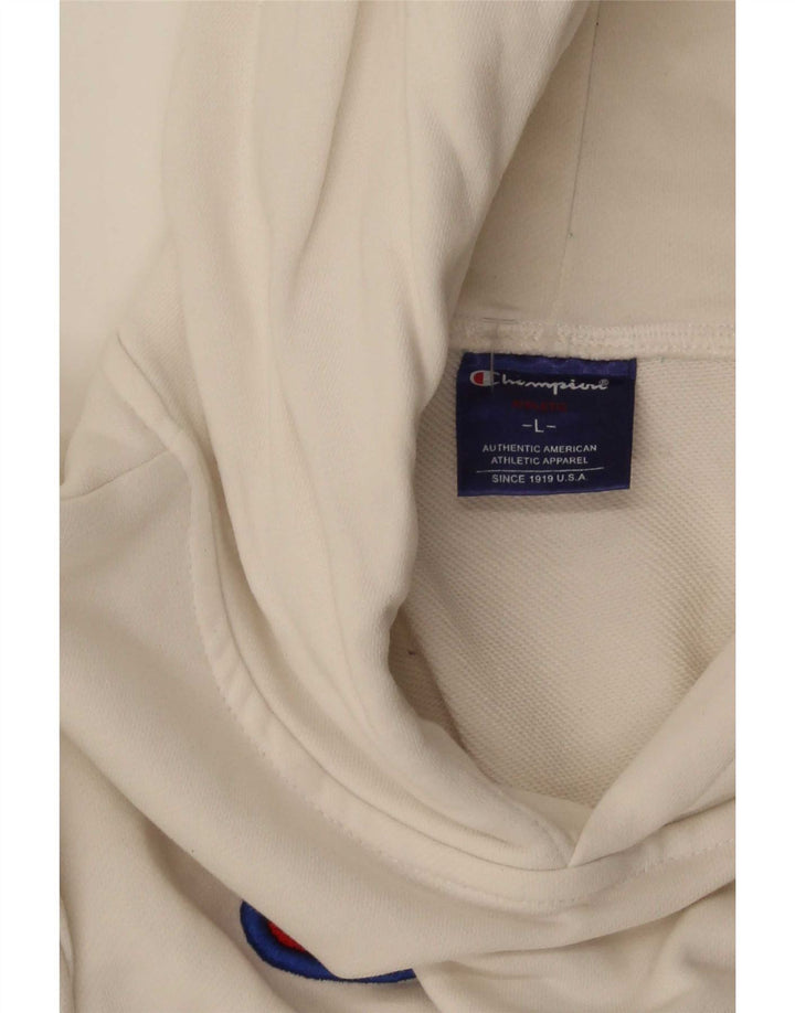 Jumper com capuz gráfico masculino Champion grande branco