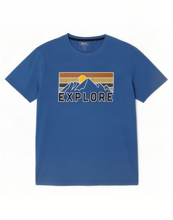 Camiseta gráfica masculina Mountain Warehouse Top XL algodão azul