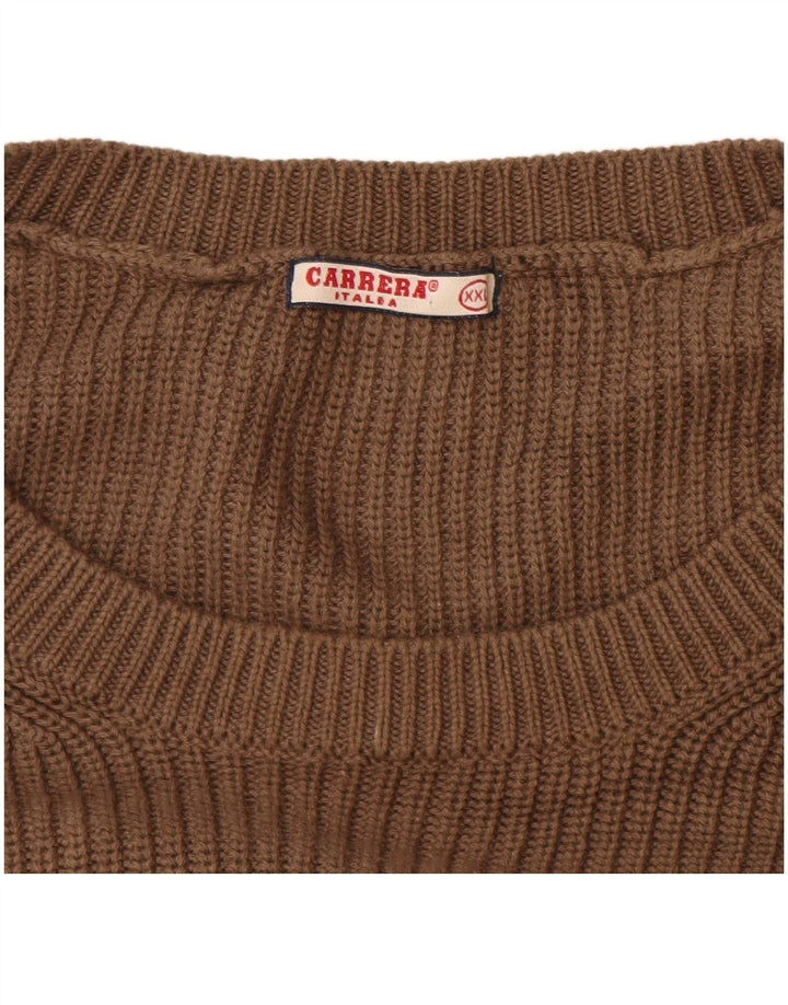 Suéter masculino Carrera com gola redonda 2XL algodão marrom