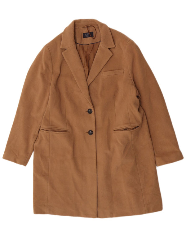 Sobretudo feminino Marks & Spencer UK 20 2XL lã marrom