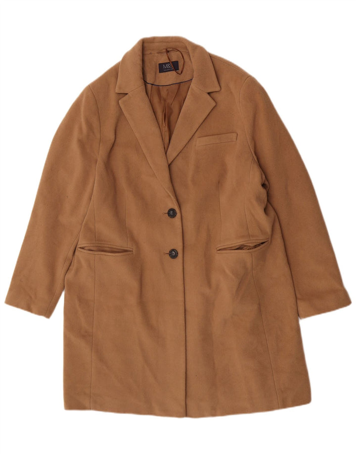 Sobretudo feminino Marks & Spencer UK 20 2XL lã marrom