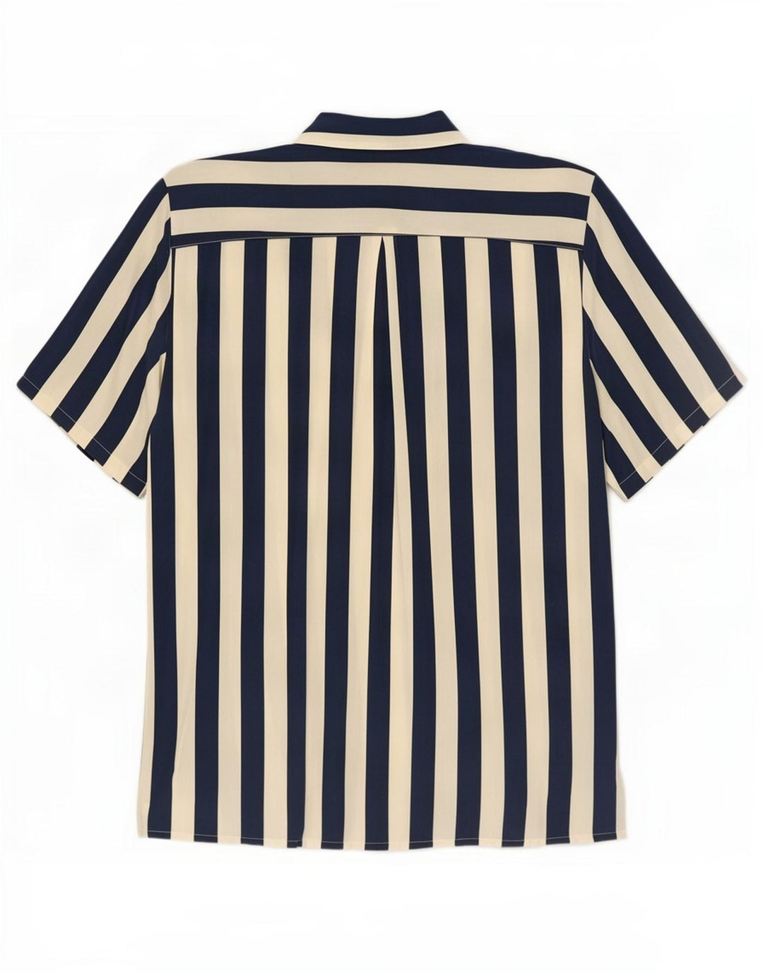 Blusa feminina vintage manga curta IT 42 listrada azul marinho médio