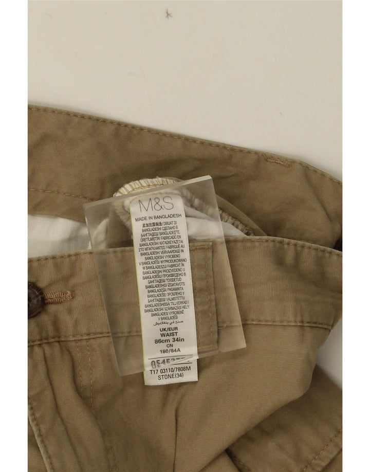 Shorts cargo masculino Marks & Spencer W34 grande algodão bege