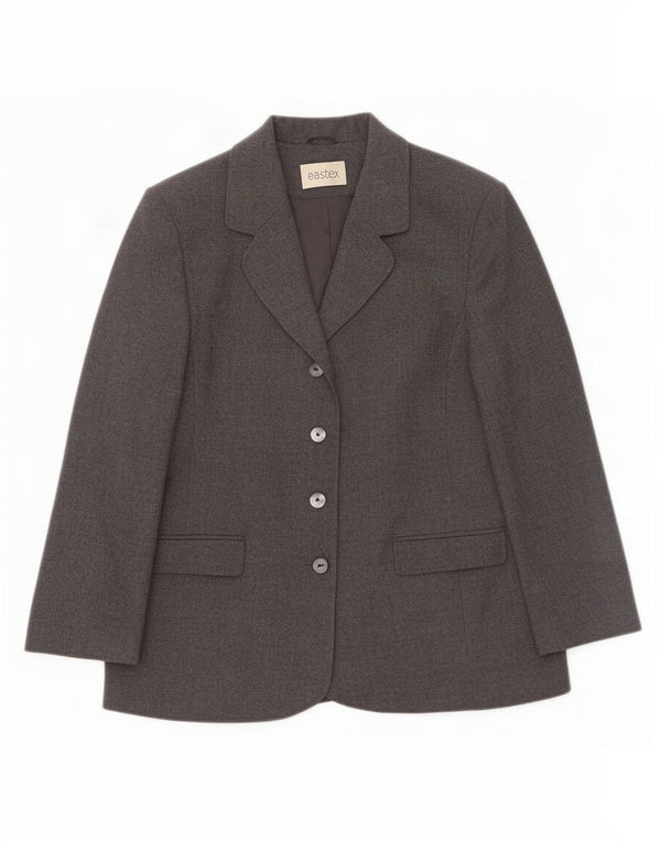 Jaqueta blazer feminina Eastex com 4 botões Reino Unido 16 grande lã cinza