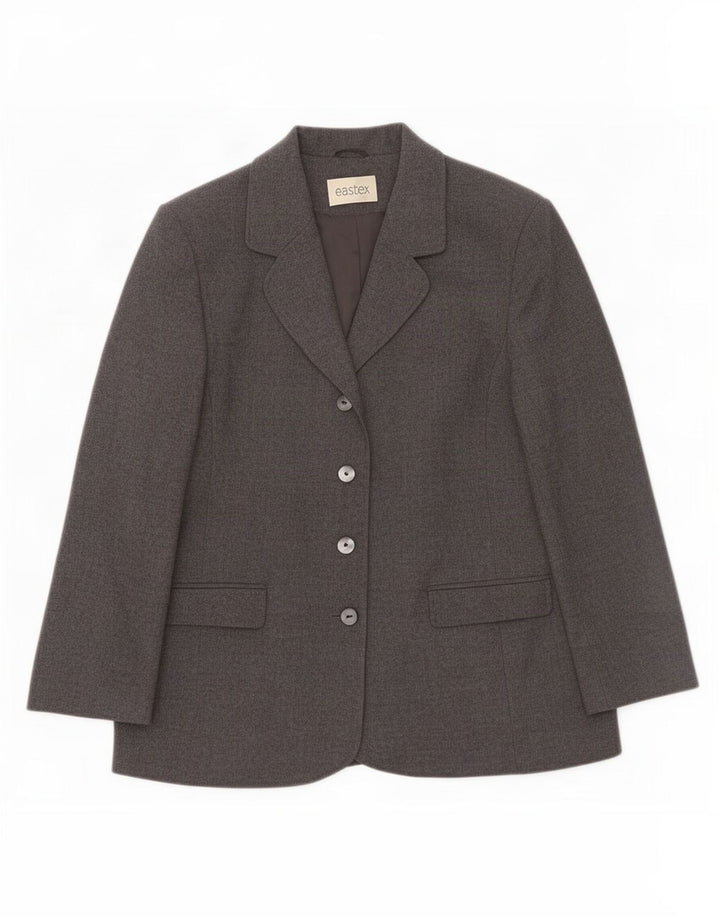 Jaqueta blazer feminina Eastex com 4 botões Reino Unido 16 grande lã cinza