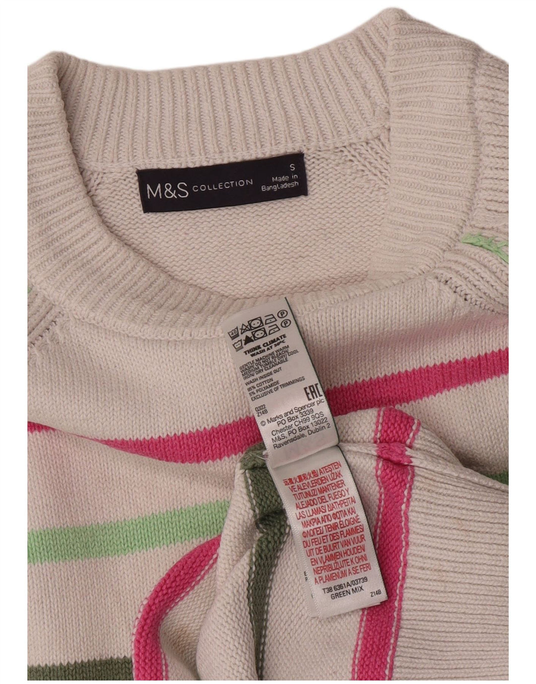 Suéter feminino Marks & Spencer com gola canoa Reino Unido 10 pequeno off white