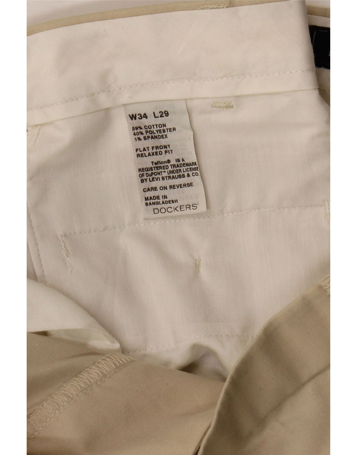 DOCKERS Mens Straight Chino Trousers W34 L29 Beige Cotton Vintage Dockers and Second-Hand Dockers from Messina Hembry 