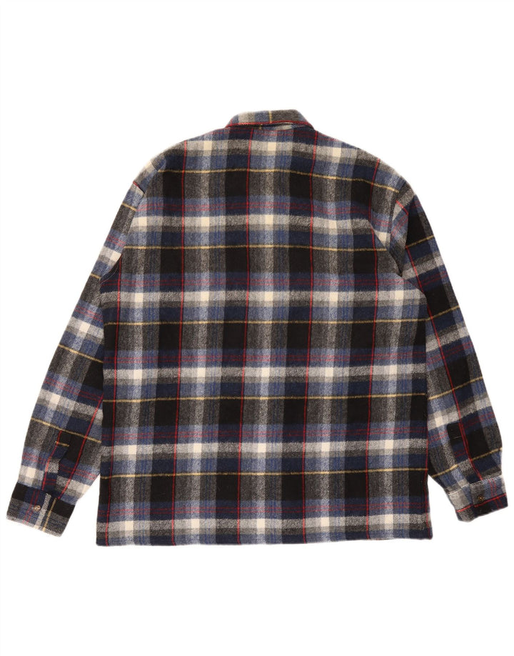 Camisa masculina vintage de flanela tamanho 43 grande xadrez multicolorida
