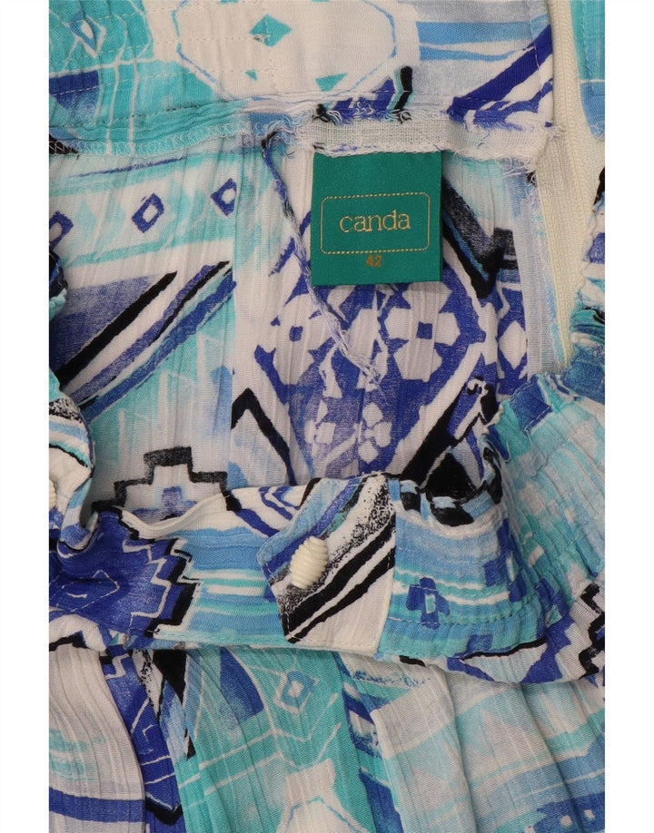 Bermuda feminina Canda EU 42 grande W32 azul viscose geométrica