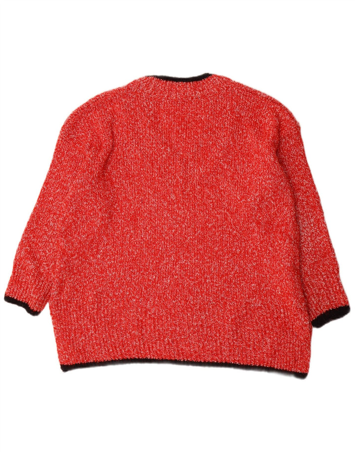 Suéter feminino Marks & Spencer com decote em V Reino Unido 16 grande poliéster vermelho