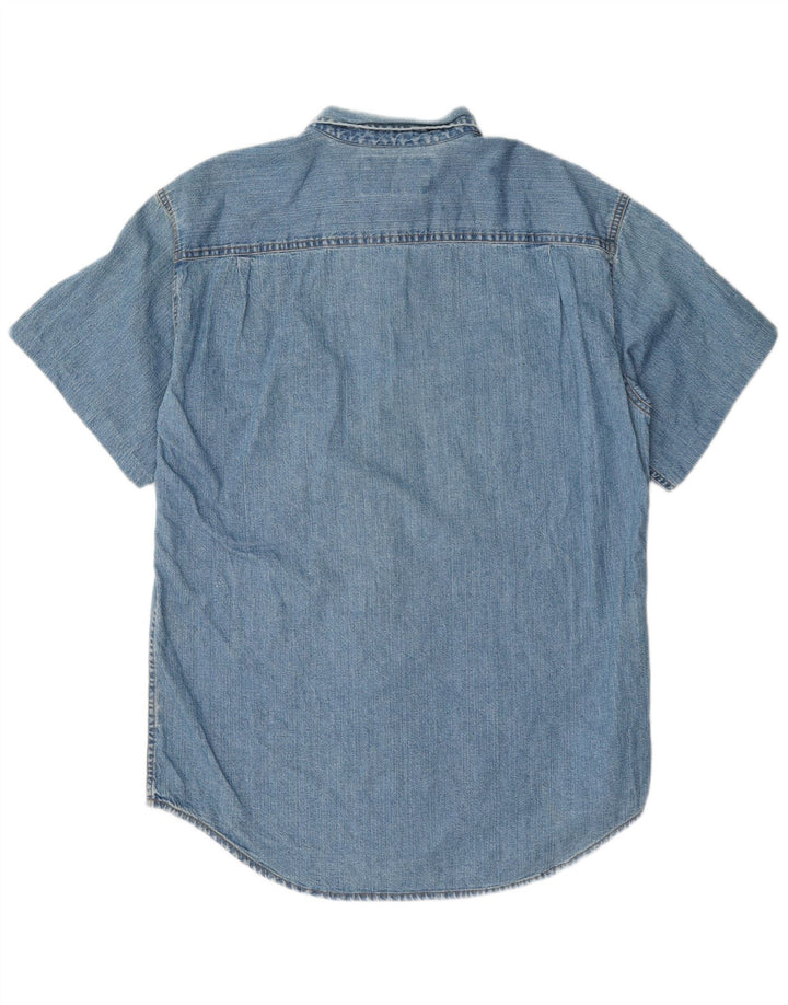 Camisa jeans masculina de manga curta Levi's azul médio algodão