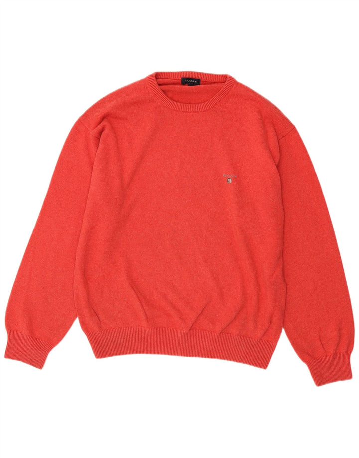 Suéter masculino GANT com gola redonda, grande algodão vermelho