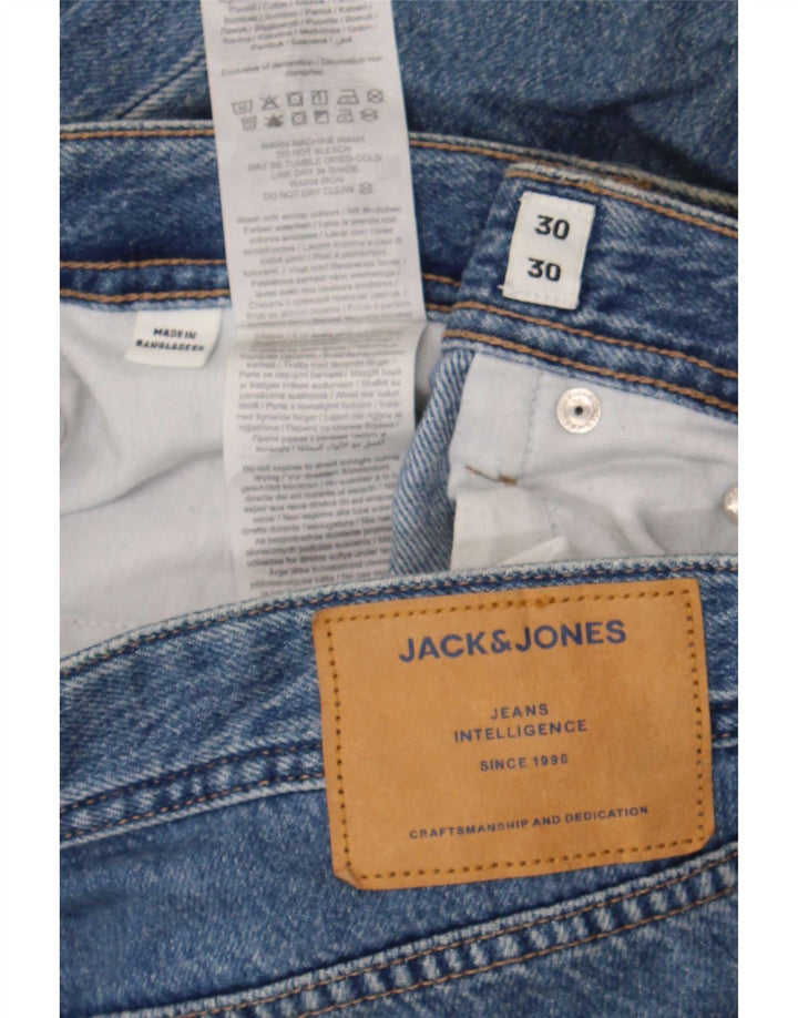 Jack & Jones Mens Straight Jeans W30 L30 Azul Algodão