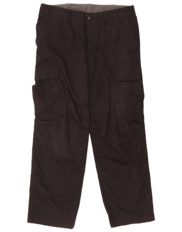 Vintage Mens Straight Cargo Trousers Medium W36 L30 Black