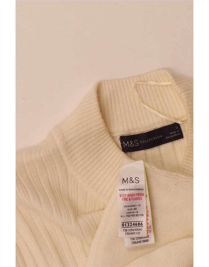 Suéter feminino Marks & Spencer com gola tartaruga Reino Unido 12 médio off white