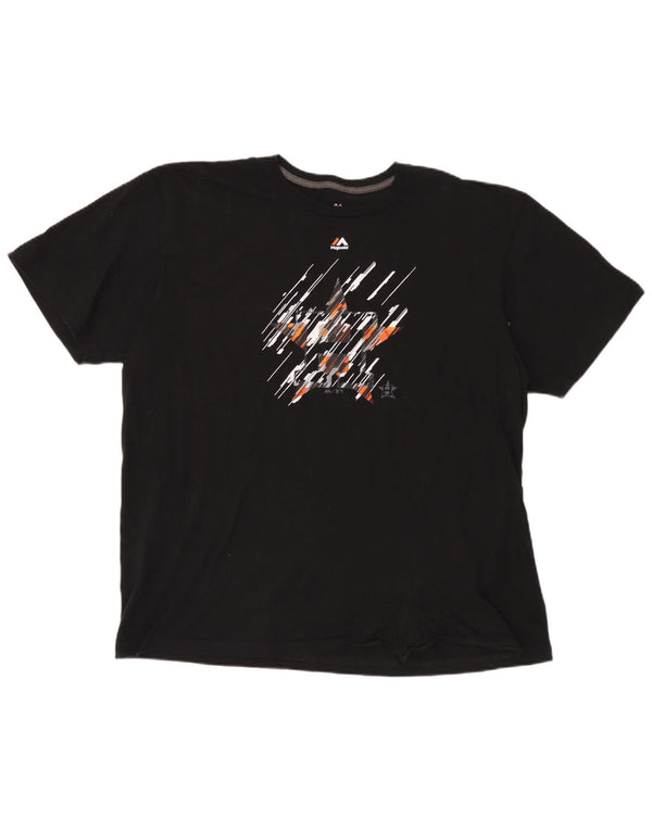 Majestic Mens Houston Astons Camiseta gráfica Top 2XL algodão preto