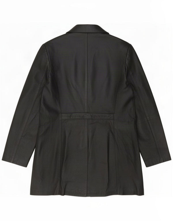 Casaco de couro feminino vintage Reino Unido 16 grande preto
