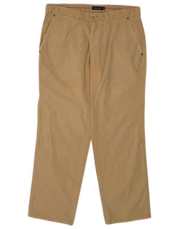 Calça Chino masculina Massimo Dutti reta UE 44 grande W34 L28 algodão bege