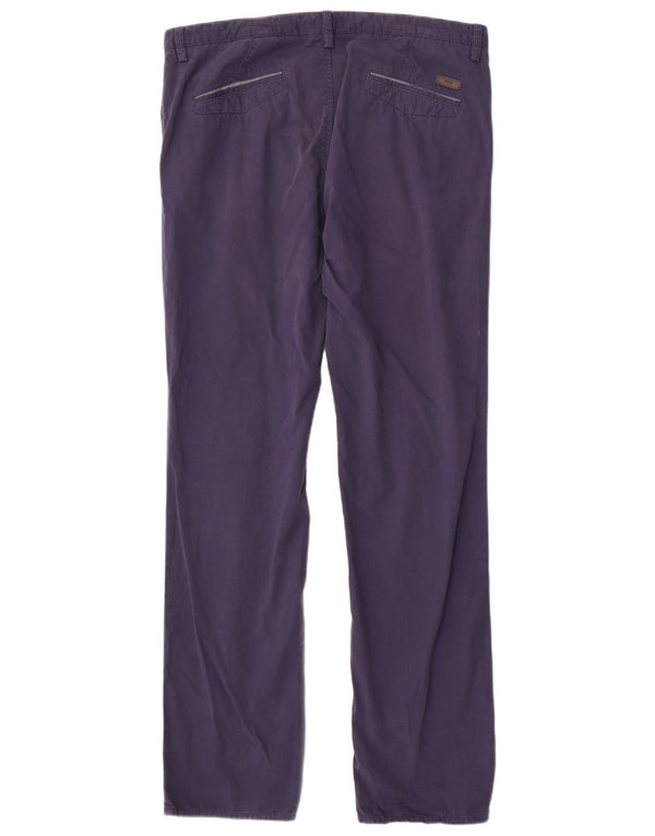 Calça chino reta masculina Hugo Boss IT 52 XL W36 L32 algodão azul marinho