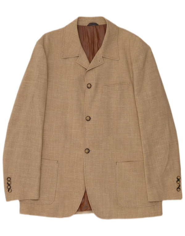 Jaqueta blazer masculina vintage com 3 botões IT 54 2XL linho bege