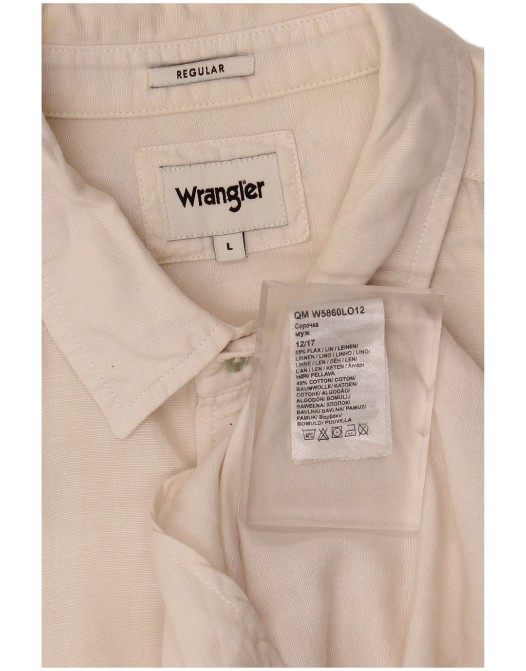 Wrangler Camisa masculina de manga curta regular fit grande linho branco
