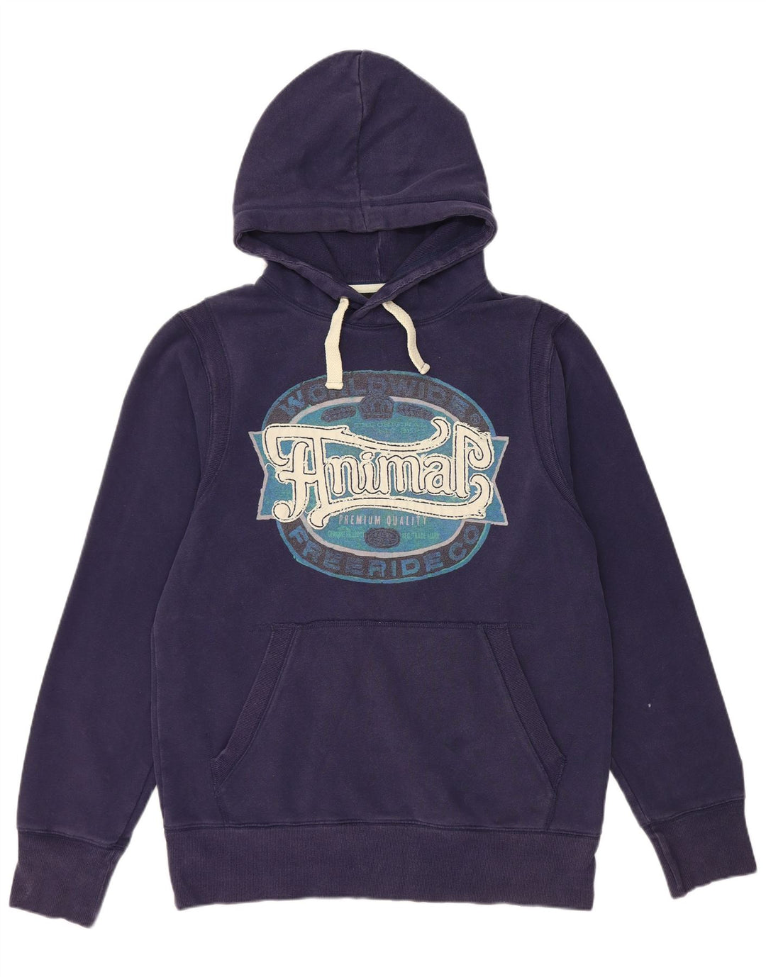 ANIMAL Mens Graphic Hoodie Jumper Grande Algodão Azul Marinho