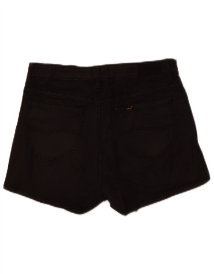 Shorts jeans feminino de cintura alta Lee US 10 médio W28 algodão preto