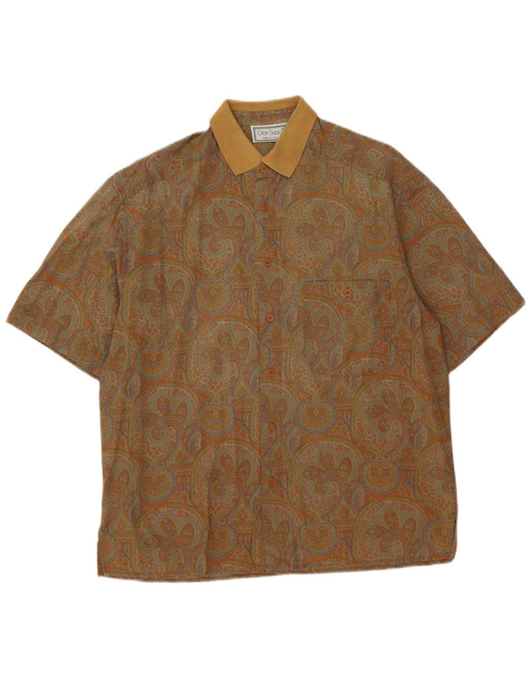 Camisa polo masculina de manga curta Gran Sasso grande marrom paisley