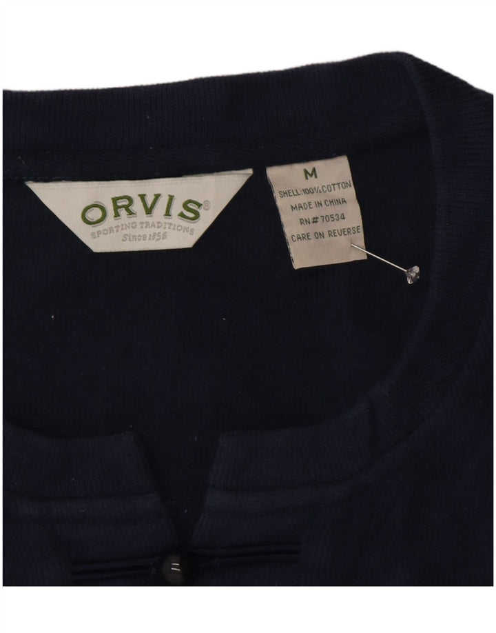 ORVIS Top feminino de manga comprida UK 14 algodão azul marinho médio