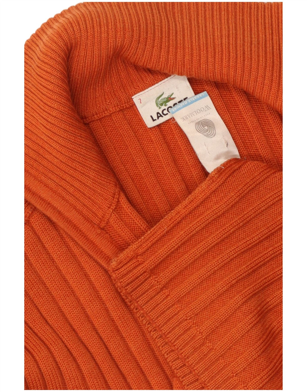 Suéter cardigã masculino LACOSTE tamanho 7 2XL lã laranja