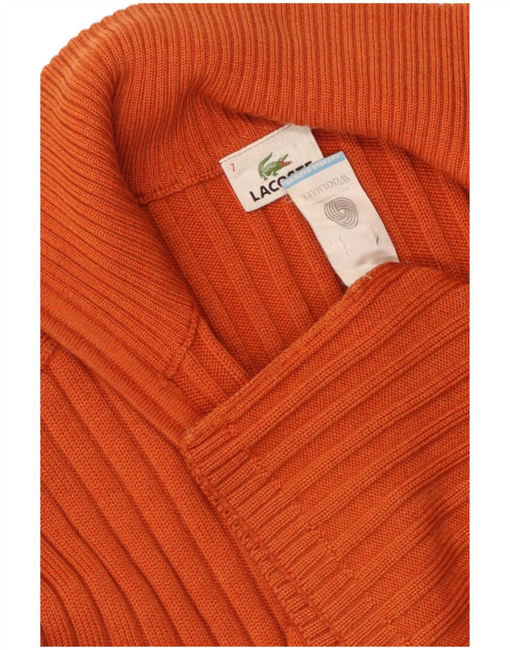 Suéter cardigã masculino LACOSTE tamanho 7 2XL lã laranja