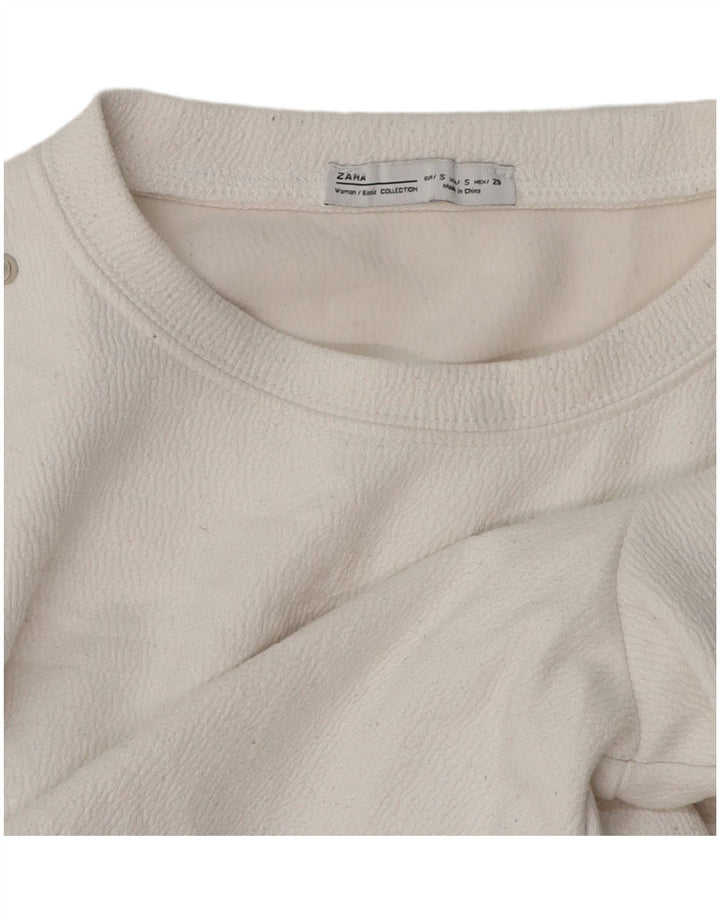 Zara Blusa Feminina Top UK 10 Pequena Branca