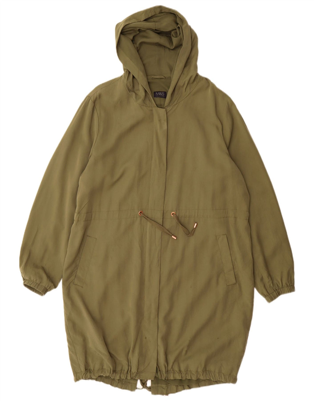 Jaqueta parka feminina com capuz Marks & Spencer Reino Unido 16 grande poliéster cáqui