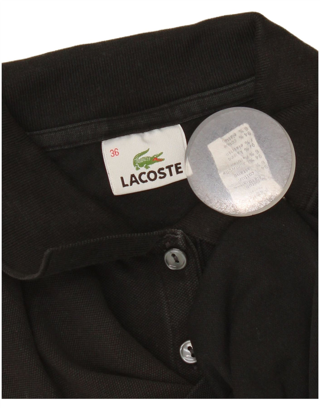 Camisa polo feminina Lacoste tamanho 36 pequeno algodão preto